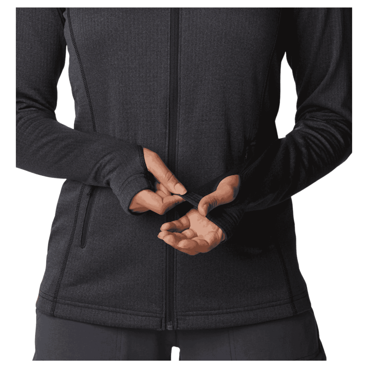 COLUMBIA WOMEN'S PARK VIEW GRID FLEECE FULLZIP - BLACK HEATHER - ARM AND WRIST