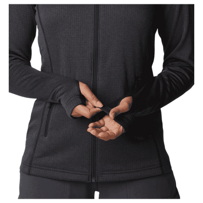 COLUMBIA WOMEN'S PARK VIEW GRID FLEECE FULLZIP - BLACK HEATHER - ARM AND WRIST