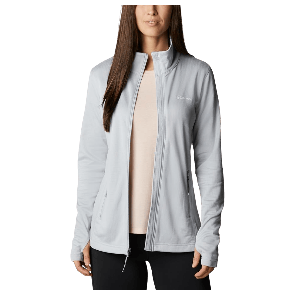 COLUMBIA WOMEN'S PARK VIEW GRID FLEECE FULLZIP - GREY HEATHER- OPEN ZIP WW
