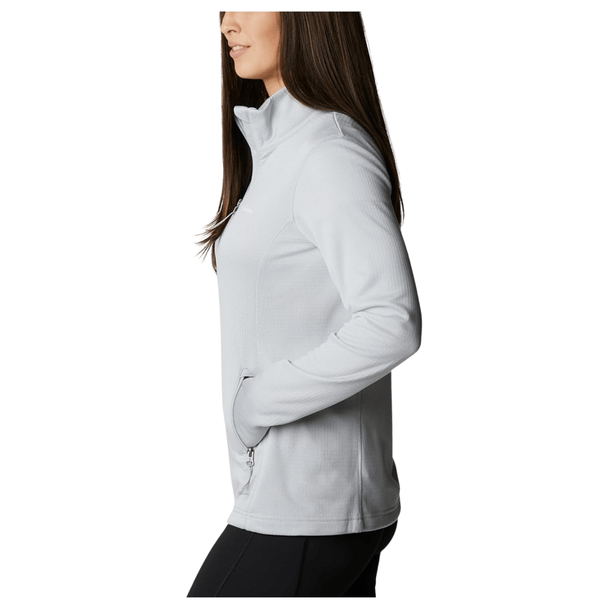 COLUMBIA WOMEN'S PARK VIEW GRID FLEECE FULLZIP - GREY HEATHER - SIDE VIEW WW
