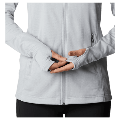 COLUMBIA WOMEN'S PARK VIEW GRID FLEECE FULLZIP - GREY HEATHER - ARM AND WRIST