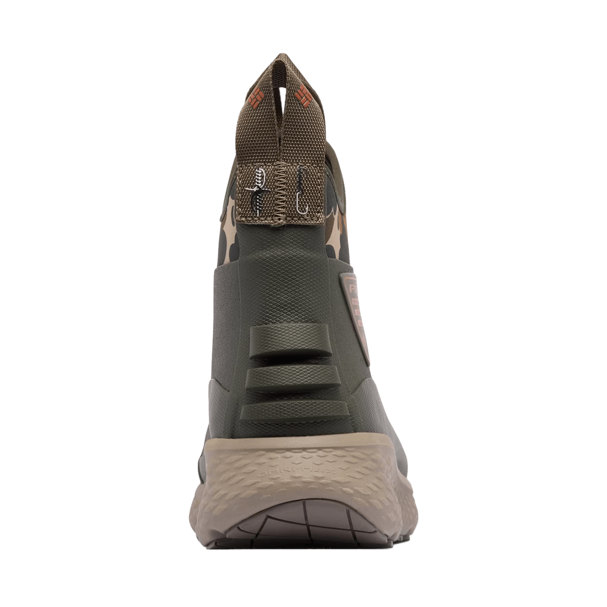 COLUMBIA PFG MEN'S DRY TORTUGAS BOOT - DEEP OLIVE CEDAR -REAR VIEW