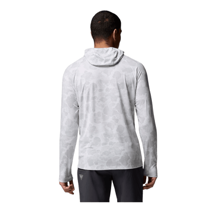 COLUMBIA PFG UNCHARTED II PRINTED HOODIE - COOL GRAY DELTA WOODS - BACK VIEW