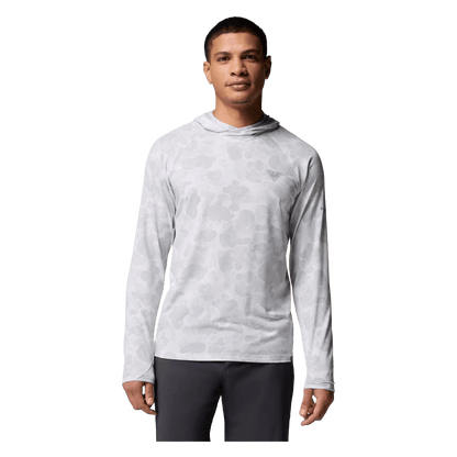COLUMBIA PFG UNCHARTED II PRINTED HOODIE - COOL GRAY DELTA WOODS - FRONT VIEW