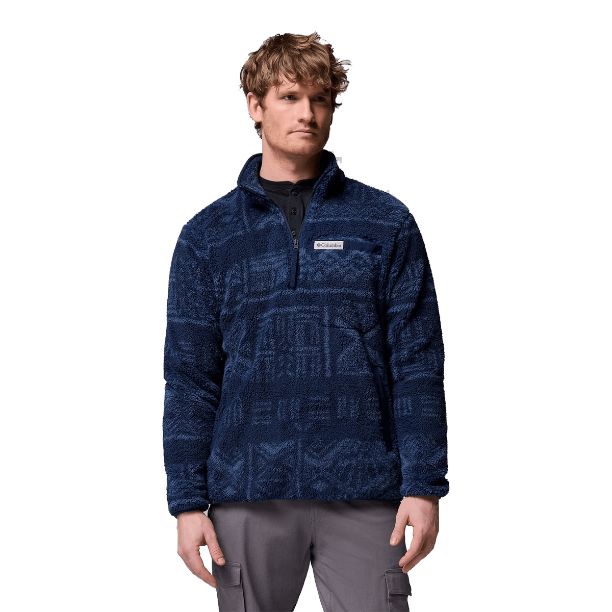 COLUMBIA RUGGED RIDGE HIGH PILE HALF ZIP - COLL NAVY DESCHUTES DAYS