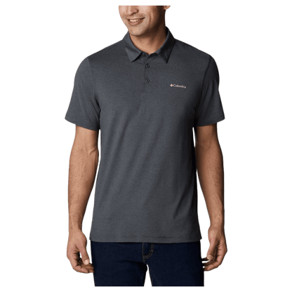 COLUMBIA MEN'S TECH TRAIL OMNI-SHADE/WICK POLO - SHARK - FRONT VIEW WW