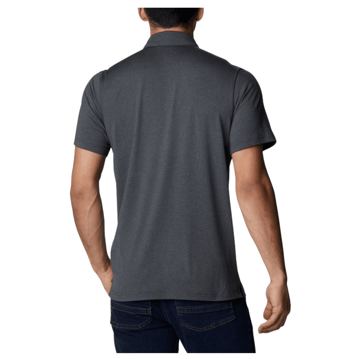COLUMBIA MEN'S TECH TRAIL OMNI-SHADE/WICK POLO - SHARK - BACK VIEW WW