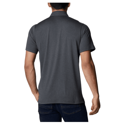 COLUMBIA MEN'S TECH TRAIL OMNI-SHADE/WICK POLO - SHARK - BACK VIEW WW
