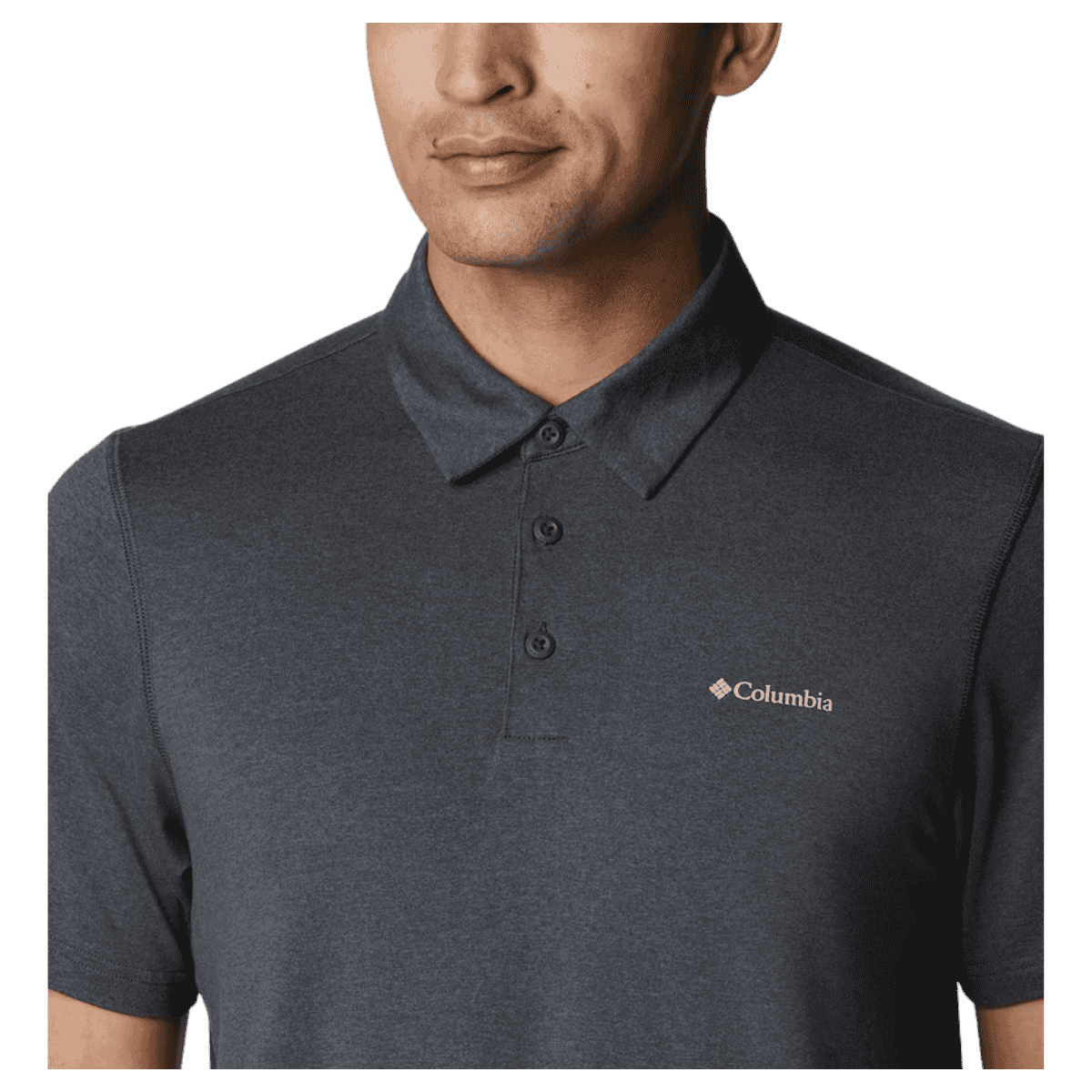 COLUMBIA MEN'S TECH TRAIL OMNI-SHADE/WICK POLO - SHARK - LOGO CLOSER LOOK