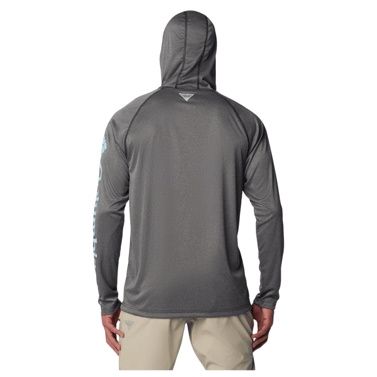 COLUMBIA TERMINAL TACKLE HEATHER SUN HOODIE - CARBON HEATHER - BACK VIEW WW