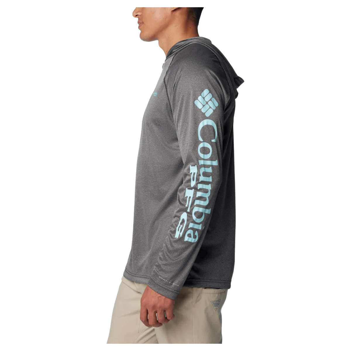 COLUMBIA TERMINAL TACKLE HEATHER SUN HOODIE - CARBON HEATHER - SIDE VIEW