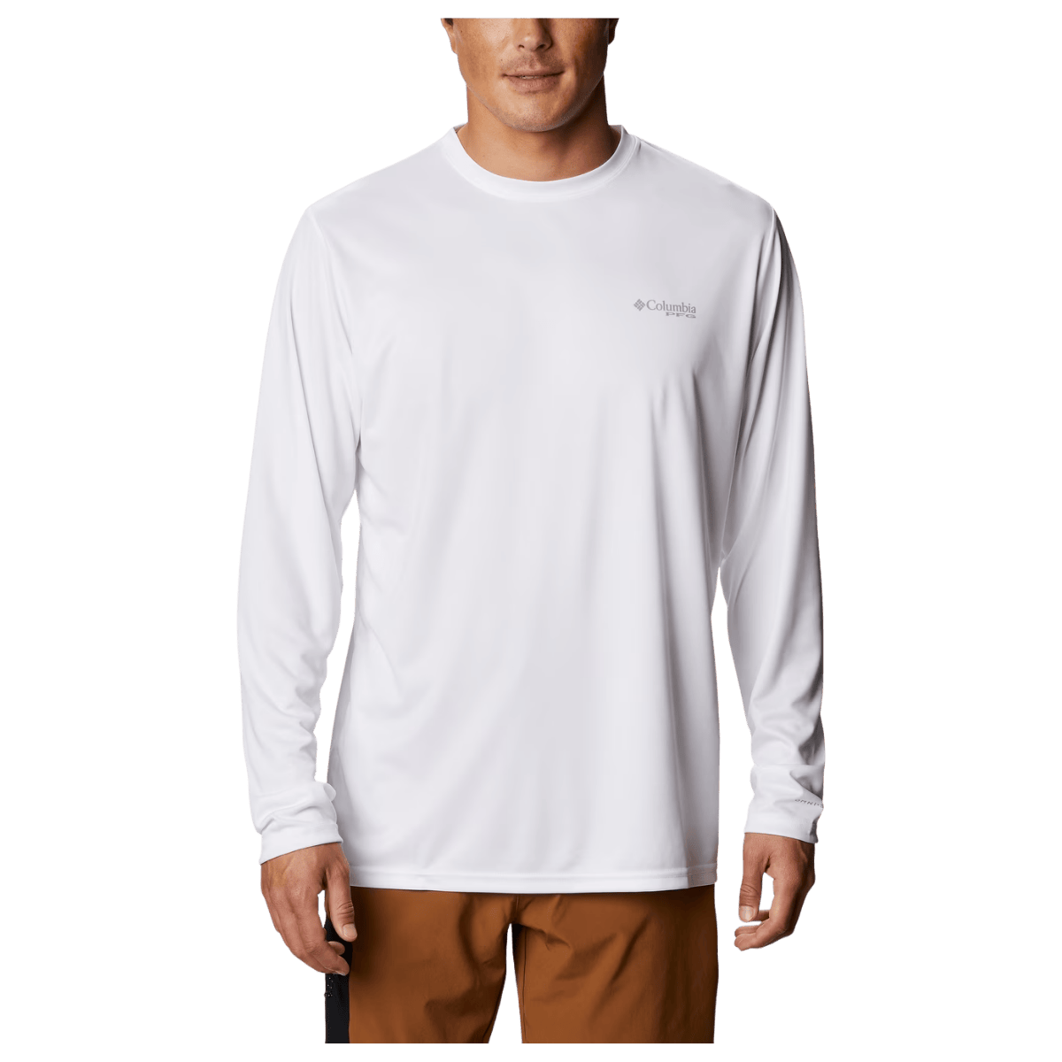 COLUMBIA MEN'S TERMINAL TACKLE PFG FISH FLAG LONGSLEEVE - WHITE/COLLEGIATE NAVY - FRONT VIEW WW