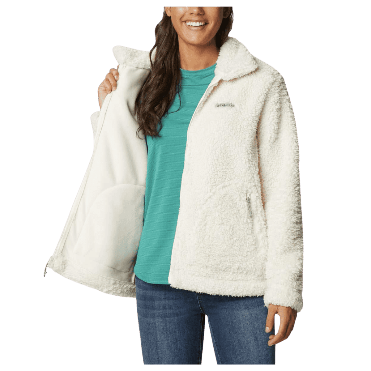 COLUMBIA WOMEN'S WINTER PASS SHERPA FULLZIP JACKET - CHALK - INNER VIEW WW