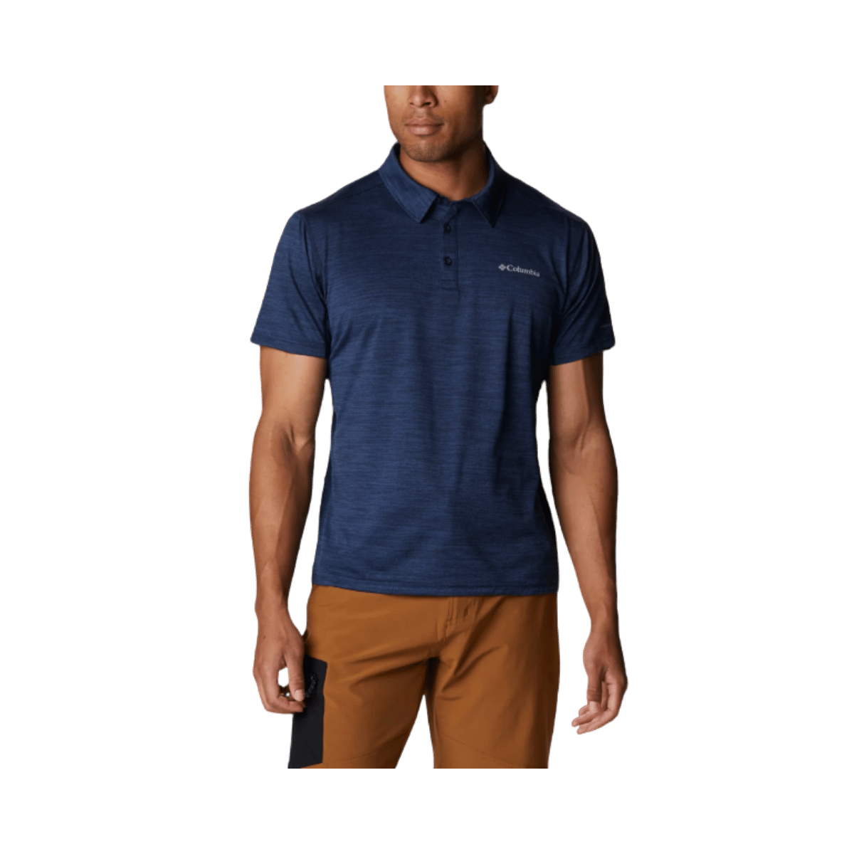 COLUMBIA MEN’S ALPINE CHILL ZERO SHORT SLEEVE CREW SHIRT – COLLEGIATE NAVY HEATHER - FRONT VIEW