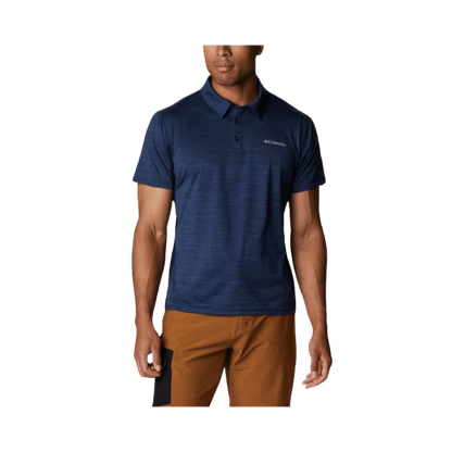 COLUMBIA MEN’S ALPINE CHILL ZERO SHORT SLEEVE CREW SHIRT – COLLEGIATE NAVY HEATHER - FRONT VIEW