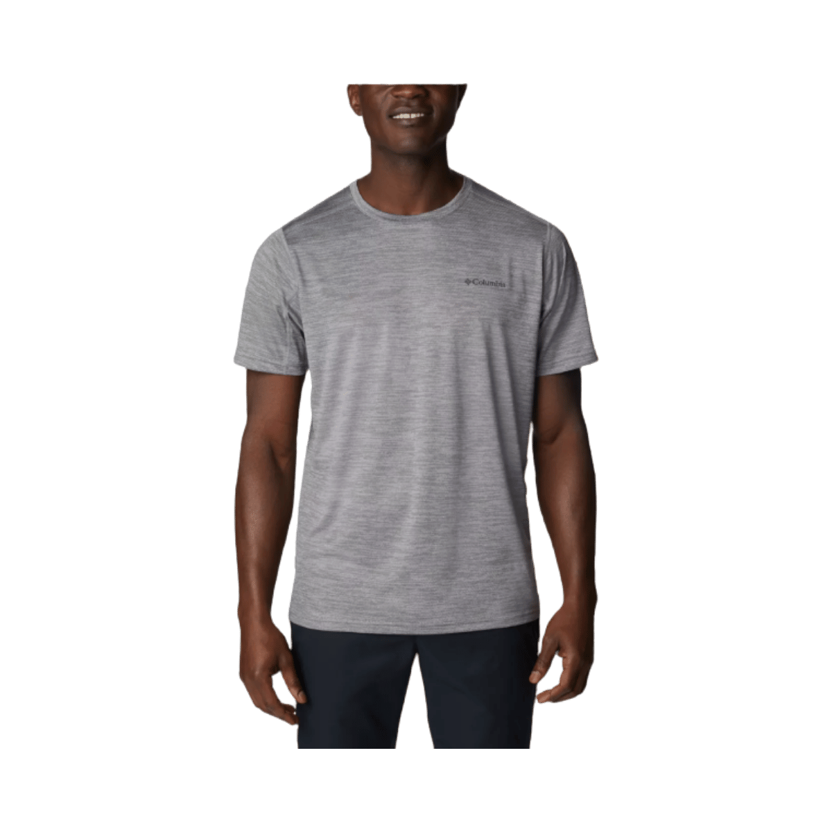 COLUMBIA MEN’S ALPINE CHILL ZERO SHORT SLEEVE CREW SHIRT – COLUMBIA GREY HEATHER - FRONT VIEW
