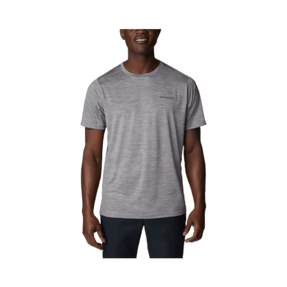 COLUMBIA MEN’S ALPINE CHILL ZERO SHORT SLEEVE CREW SHIRT – COLUMBIA GREY HEATHER - FRONT VIEW