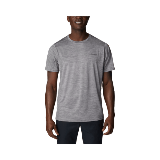 COLUMBIA MEN’S ALPINE CHILL ZERO SHORT SLEEVE CREW SHIRT – COLUMBIA GREY HEATHER - FRONT VIEW