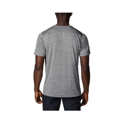 COLUMBIA MEN’S ALPINE CHILL ZERO SHORT SLEEVE CREW SHIRT – COLUMBIA GREY HEATHER - BACK VIEW
