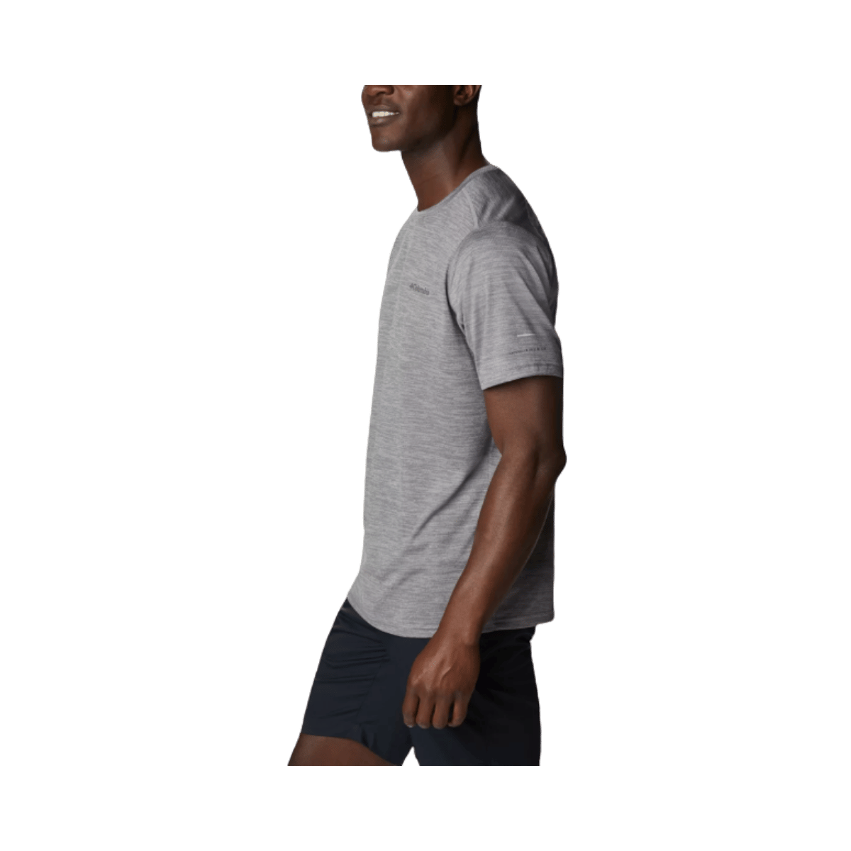 COLUMBIA MEN’S ALPINE CHILL ZERO SHORT SLEEVE CREW SHIRT – COLUMBIA GREY HEATHER - SIDE VIEW