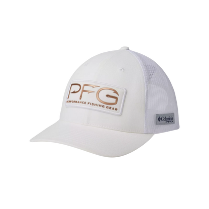 COLUMBIA PFG MESH BALL CAP - WHITE/PFG HOOK - ONE SIZE - FRONT VIEW