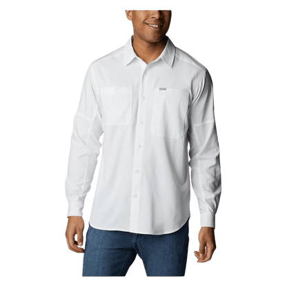 COLUMBIA MEN'S SILVER RIDGE UTILITY LITE LONGSLEEVE - WHITE - FRONT VIEW