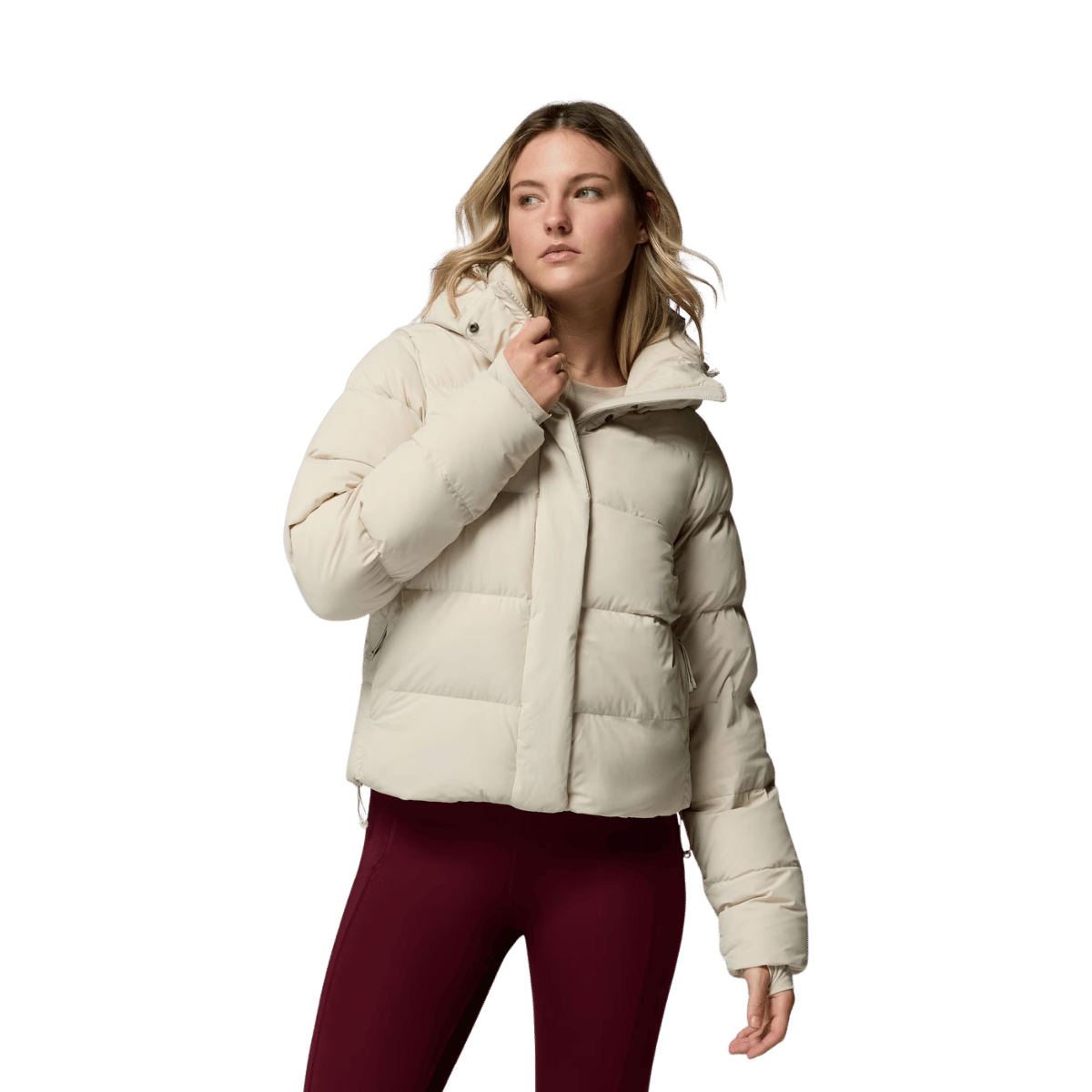 COLUMBIA WOMENS AMAZE PUFF HOODED JACKET - DARK STONE WW FRONT
