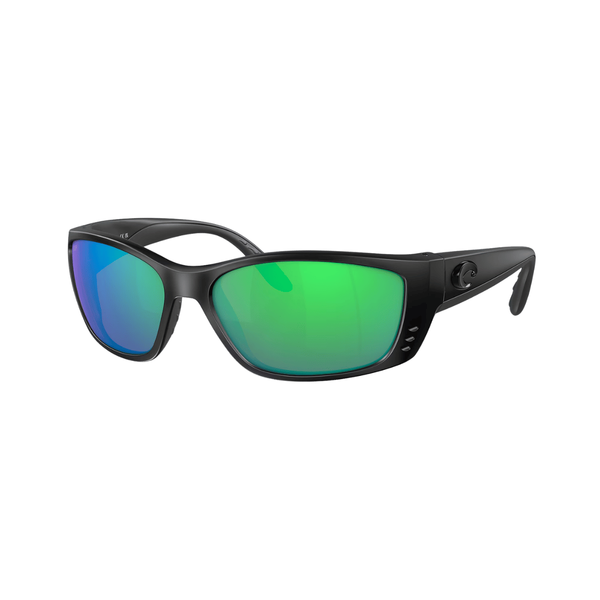 COSTA DEL MAR FISCH SUNGLASSES BLACK FRAME, GREEN MIRROR, 580G, FRONT VIEW