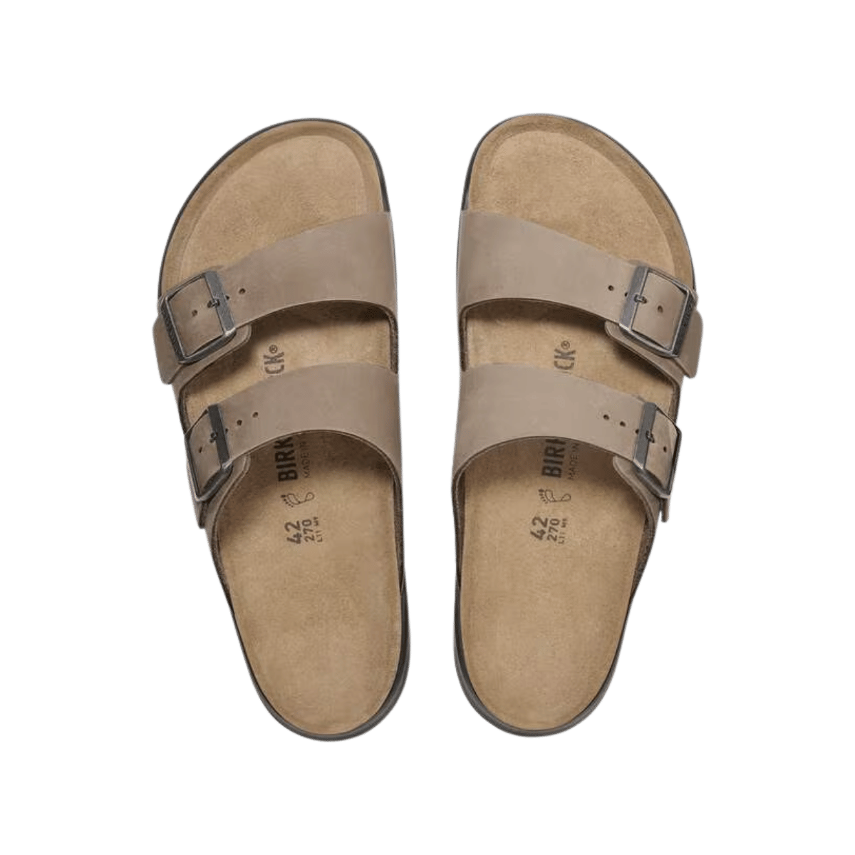 BIRKENSTOCK MEN'S ARIZONA CROSS TOWN - REGULAR - OILED TAB BRO - TOP VIEW