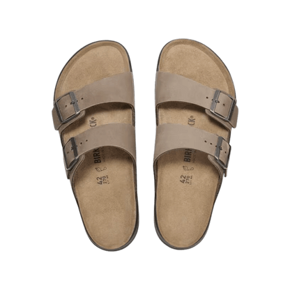 BIRKENSTOCK MEN'S ARIZONA CROSS TOWN - REGULAR - OILED TAB BRO - TOP VIEW
