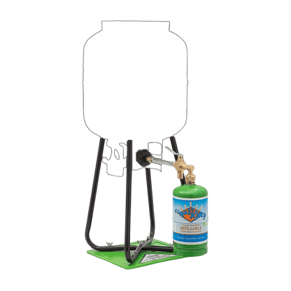 FLAME KING 1LB REFILLABLE CYLINDER+REFILL KIT - ANGLE VIEW