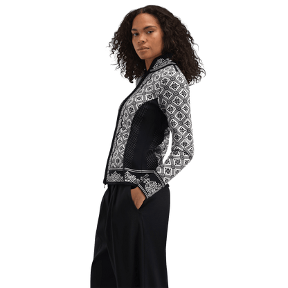 DALE OF NORWAY WOMEN'S CHRISTIANIA JACKET - MERINO WOOL -  BLACK OFFWHITE side view