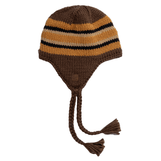 COAL THE DORI EARFLAP BROWN/ORANGE BEANIE 