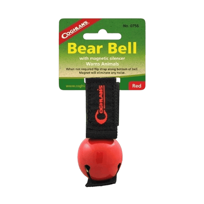 COGHLANS BEAR BELL WITH MAGNETIC SILENCER - RED - PRODUCT IN RETAIL PACKAGING