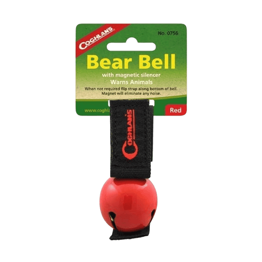 COGHLANS BEAR BELL WITH MAGNETIC SILENCER - RED - PRODUCT IN RETAIL PACKAGING