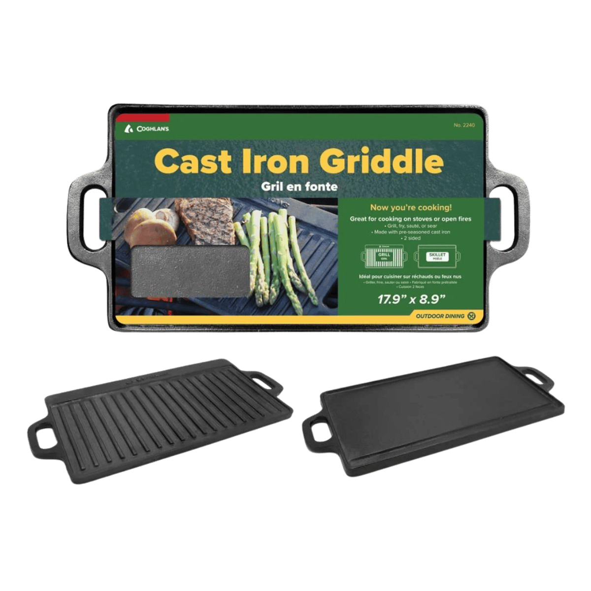 COGHLANS CAST IRON GRIDDLE - 17.9" X 8.9"