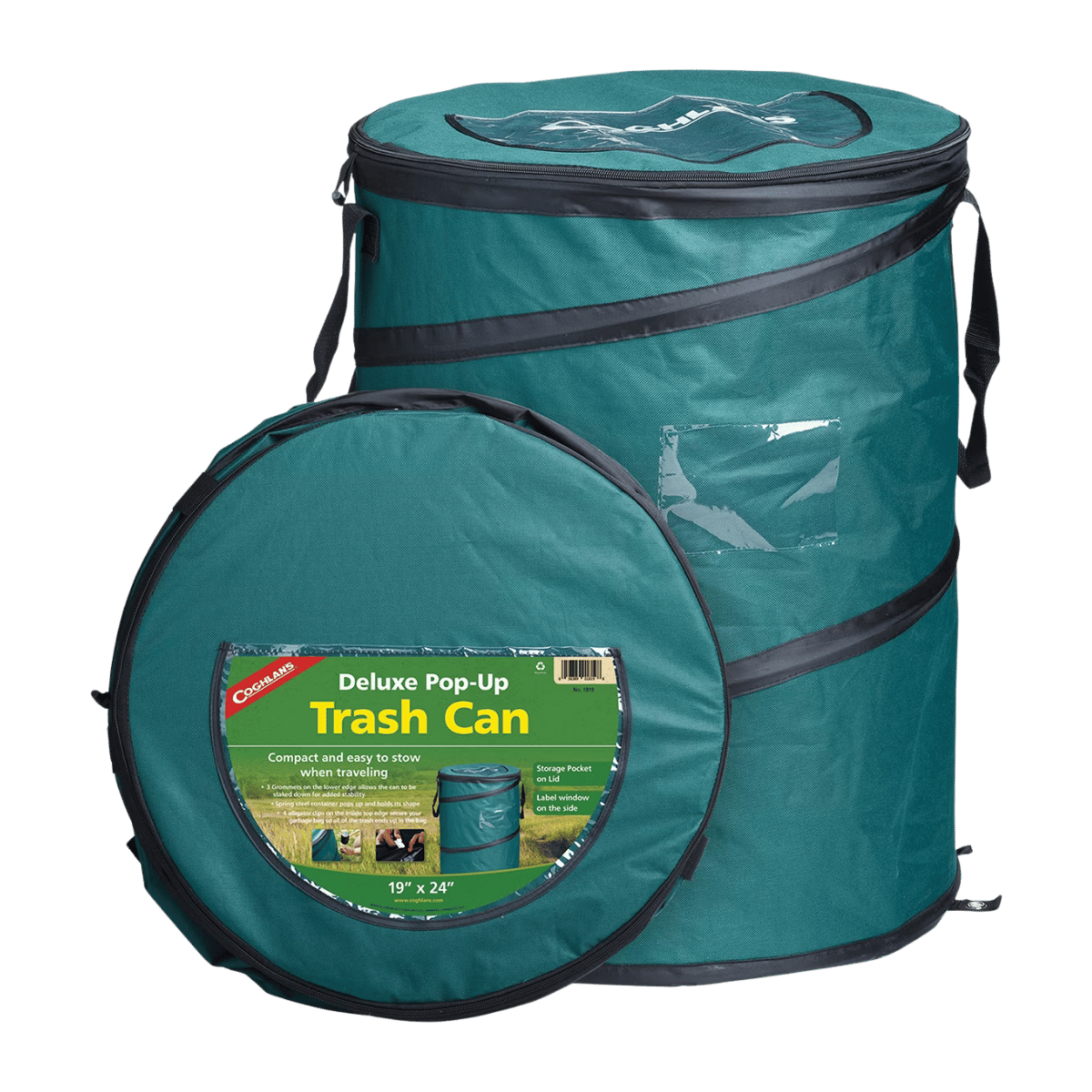 COGHLANS DELUXE POP-UP TRASH CAN - GREEN