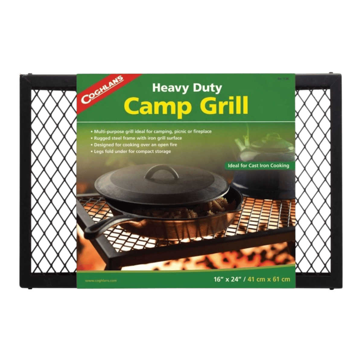 COGHLAN'S HEAVY DUTY CAMP GRILL – PRODUCT IN PACKAGING