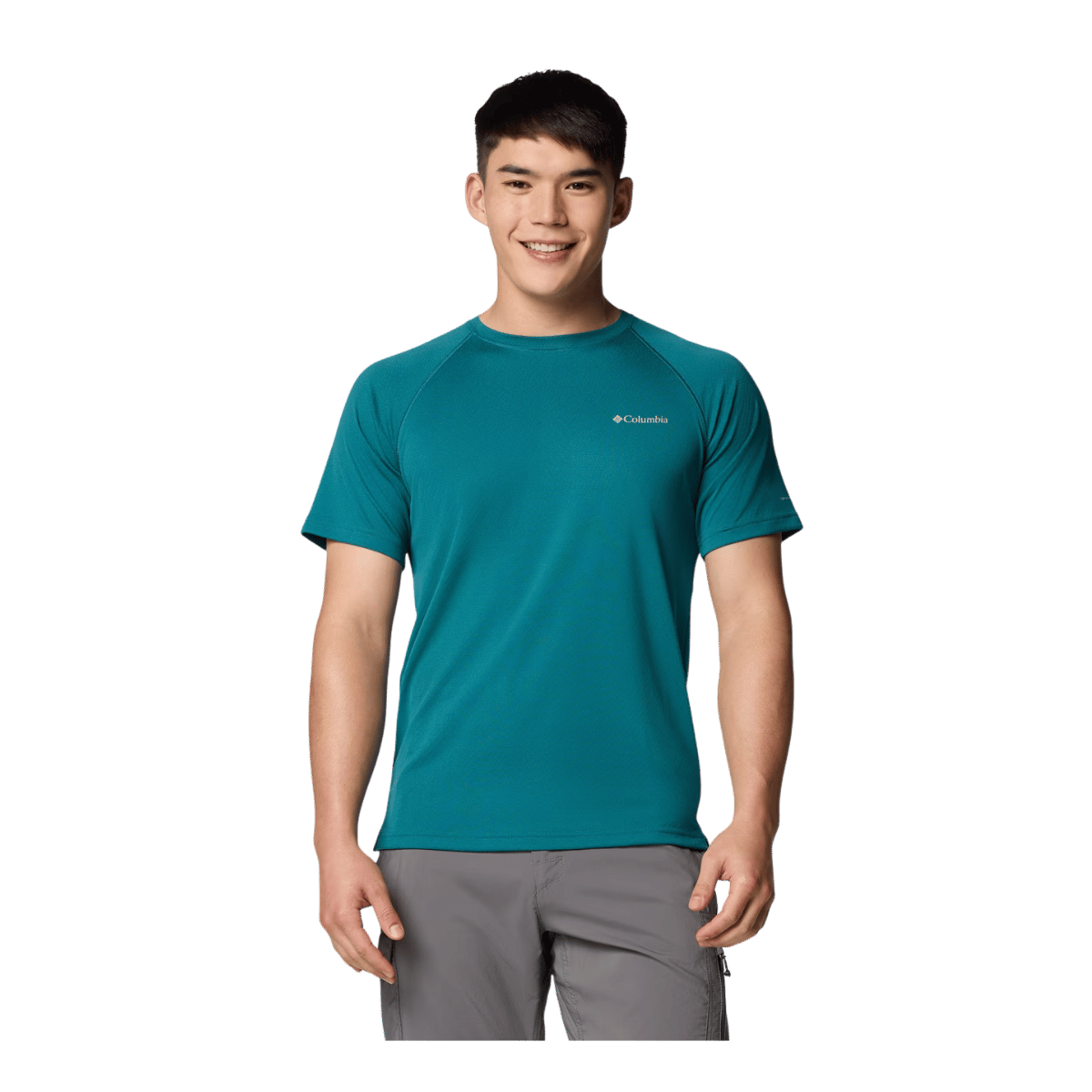 COLUMBIA MEN'S ALPINE CHILL PRO SHORT SLEEVE CREW SHIRT - RIVER BLUE - FRONT VIEW