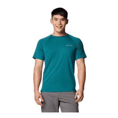 COLUMBIA MEN'S ALPINE CHILL PRO SHORT SLEEVE CREW SHIRT - RIVER BLUE - FRONT VIEW
