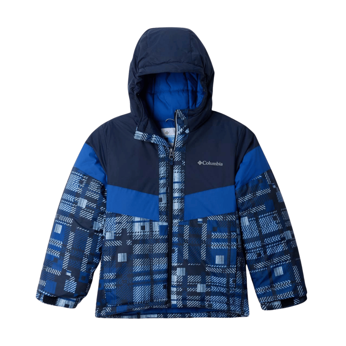 COLUMBIA BOYS' LIGHTNING LIFT III PRINTED JACKET - COLL NAVY WARP - FRONT VIEW