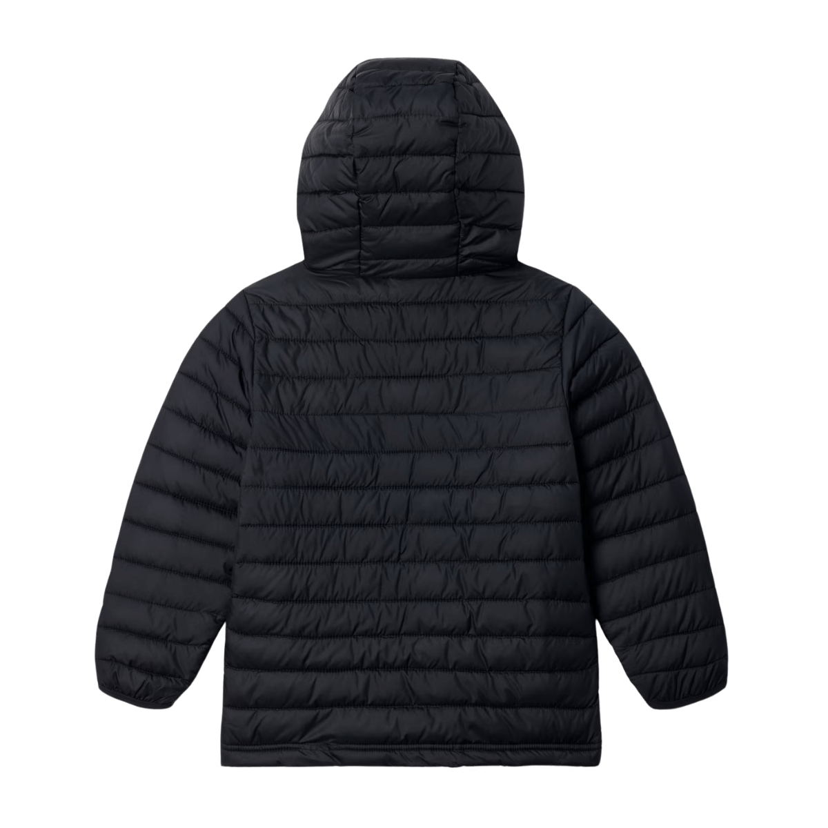 COLUMBIA BOYS' POWDER LITE II HOODED JACKET - BLACK - BACK VIEW