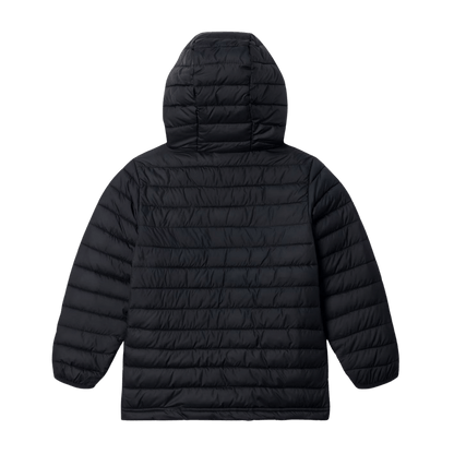 COLUMBIA BOYS' POWDER LITE II HOODED JACKET - BLACK - BACK VIEW