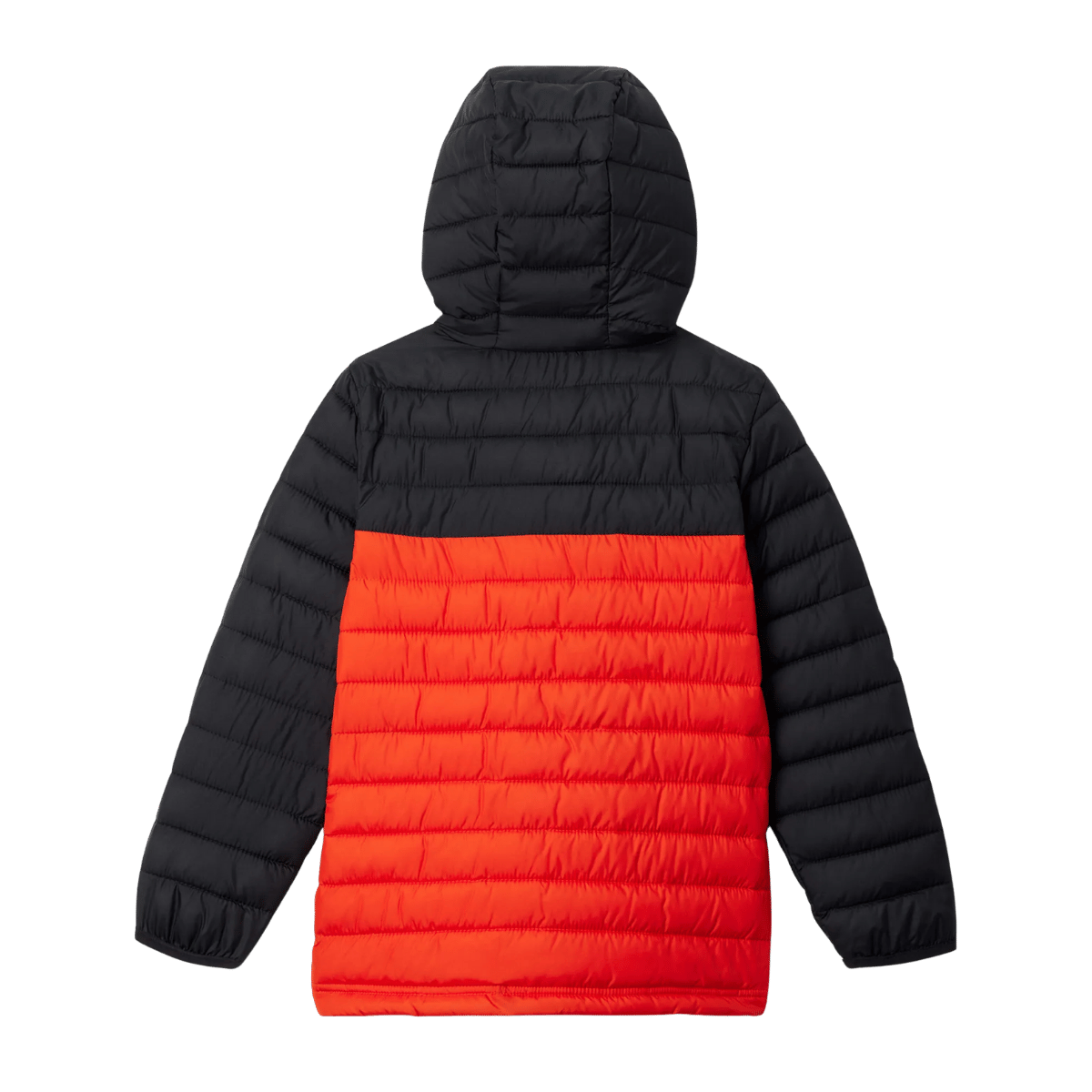 COLUMBIA BOYS' POWDER LITE II HOODED JACKET - SPICY BLACK - BACK VIEW