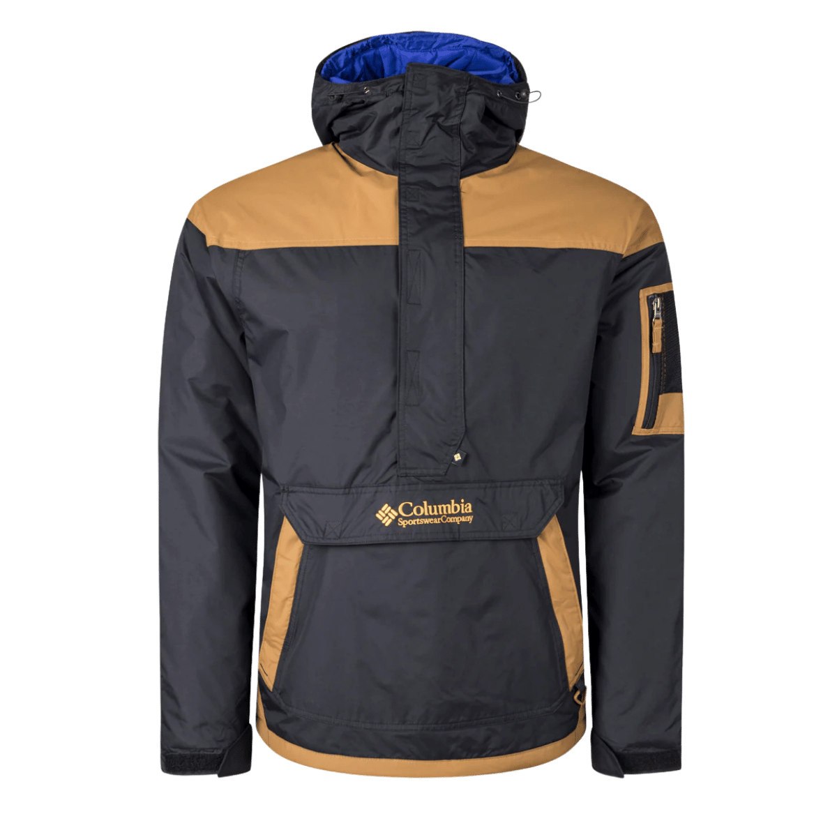 COLUMBIA MEN'S CHALLENGER II INSULATED PULLOVER JACKET - BLACK/CAMEL BROWN - FRONT VIEW