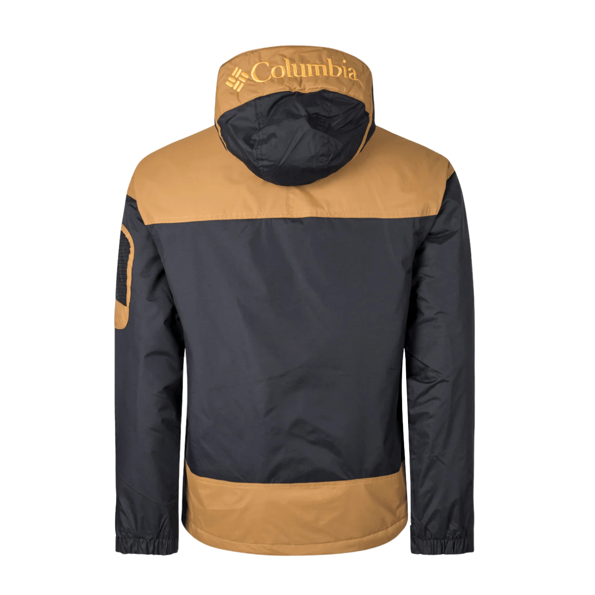 COLUMBIA MEN'S CHALLENGER II INSULATED PULLOVER JACKET - BLACK/CAMEL BROWN - BACK VIEW