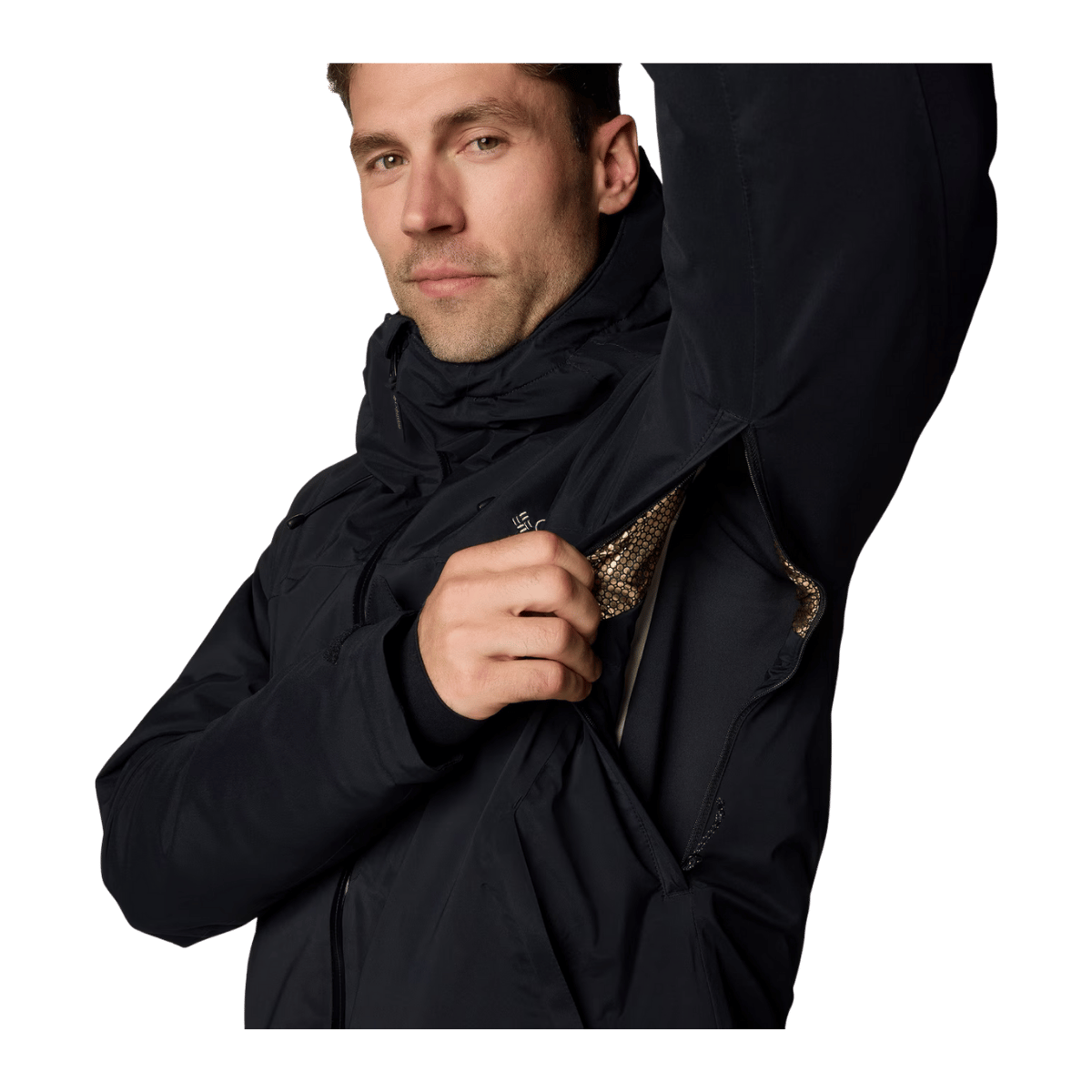 COLUMBIA CIRQUE BOWL JACKET - BLACK - SIDE ZIPPER VIEW