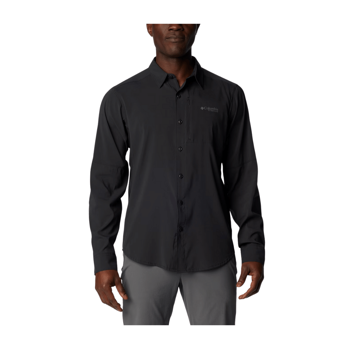 COLUMBIA CIRQUE RIVER VENTED WOVEN LONG SLEEVE SHIRT - BLACK - FRONT VIEW