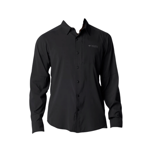 COLUMBIA MEN'S CIRQUE RIVER VENTED WOVEN LONG SLEEVE SHIRT - BLACK - FRONT VIEW