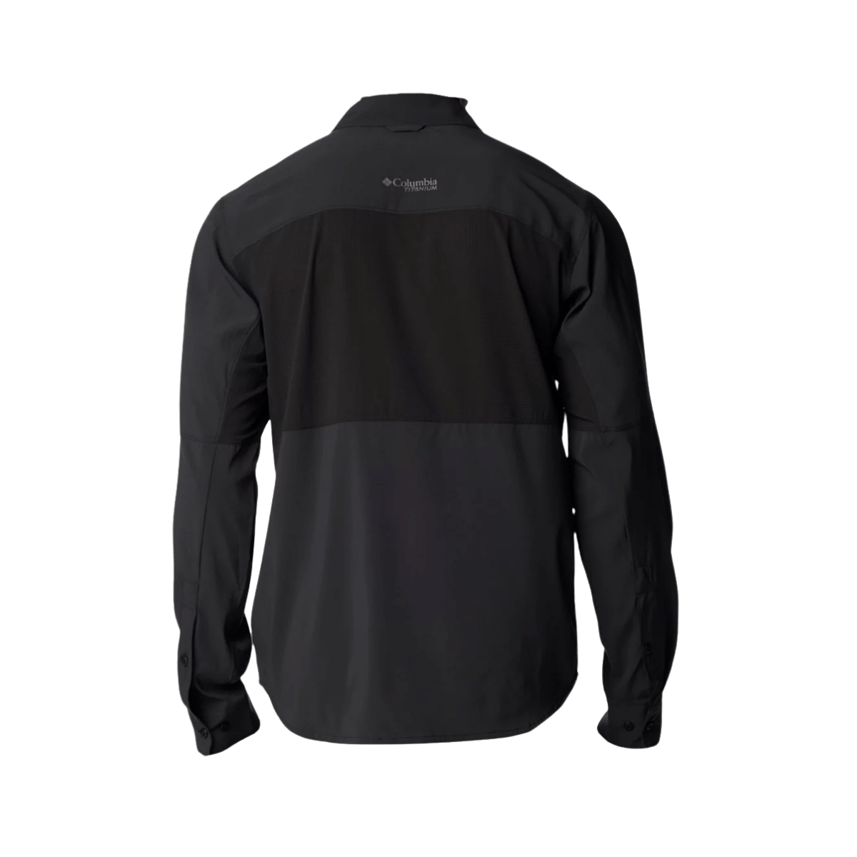 COLUMBIA MEN'S CIRQUE RIVER VENTED WOVEN LONG SLEEVE SHIRT - BLACK - BACK VIEW